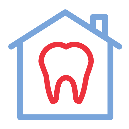 Icona - FAS a casa Icona di un dente all'interno di una casa
