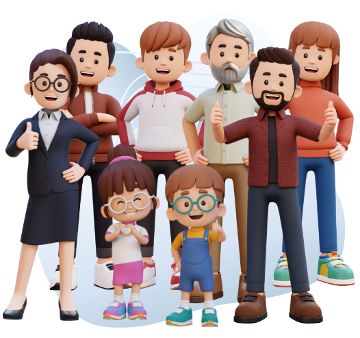 Illustrazione - sezione Per i cittadini Illustrazione che raffigura un gruppo di persone con all'interno bambini, ragazzi, adulti e anziani