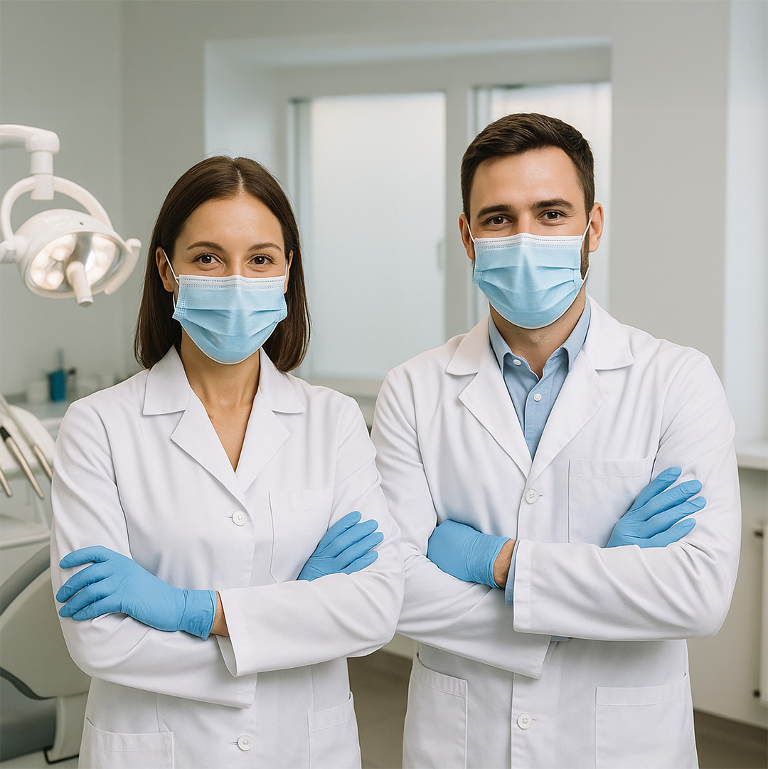 FAS ANDI Salute - landing page Expodental Due dentisti che guardano sorridenti in avanti